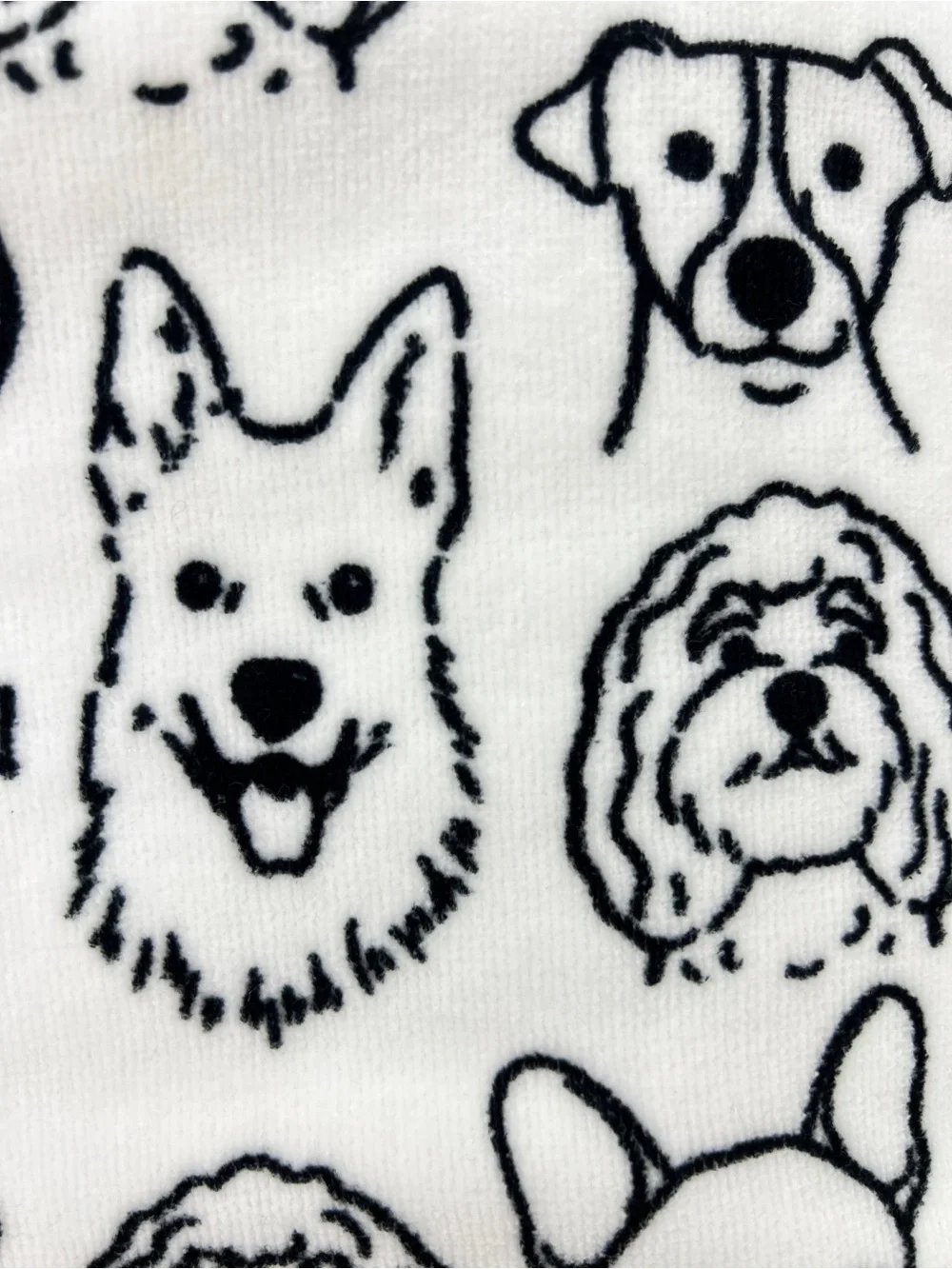 Deborah Connolly Bath Towel Set Dog Print Black White Velour Cotton 4 Pc Set NEW